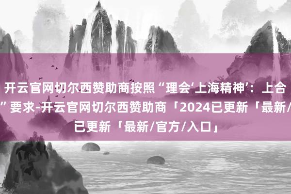 开云官网切尔西赞助商按照“理会‘上海精神’：上合组织在动作”要求-开云官网切尔西赞助商「2024已更新「最新/官方/入口」
